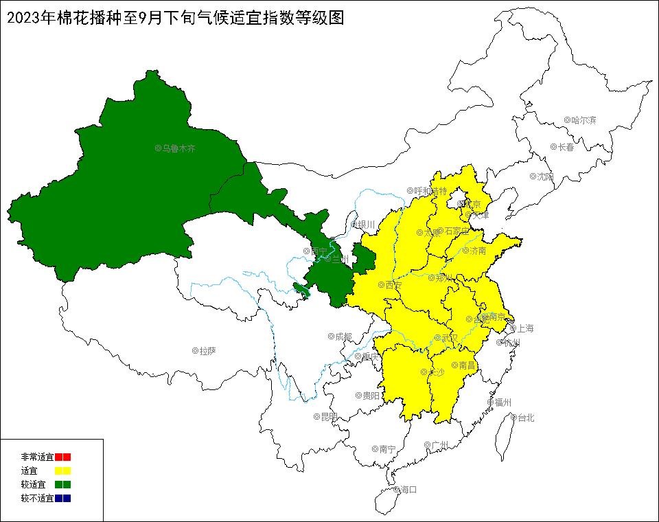 2023年棉花播种至9月下旬气候适宜指数.jpg