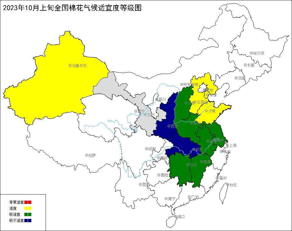 2023年10月上旬全国棉花气候适宜度.jpg