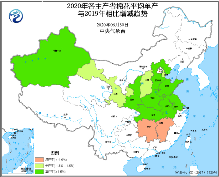 2020年全国棉花产量预报（6月下旬预测）.jpg