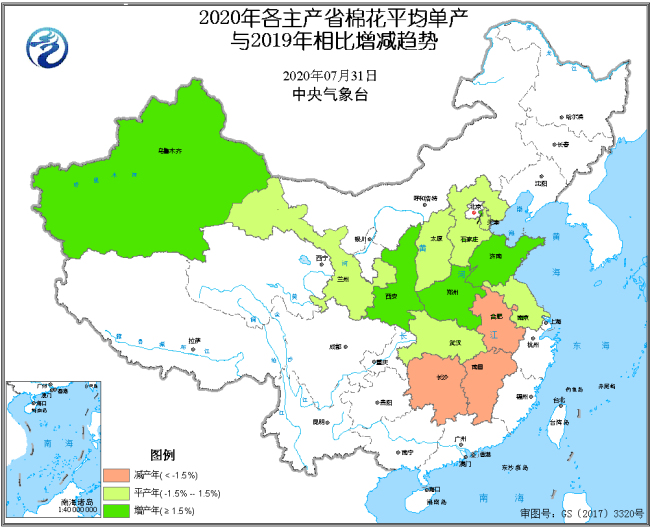 2020年全国棉花产量预报（7月下旬预测）.jpg