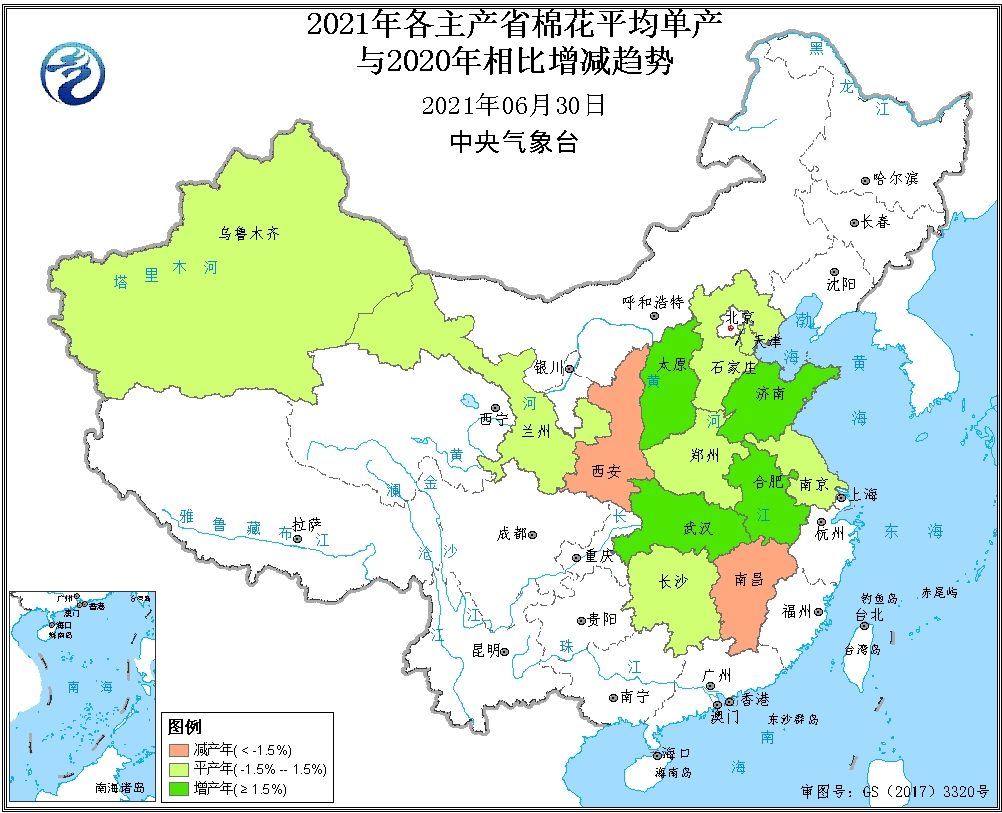 2021年全国棉花产量预报（6月下旬预测）.jpg