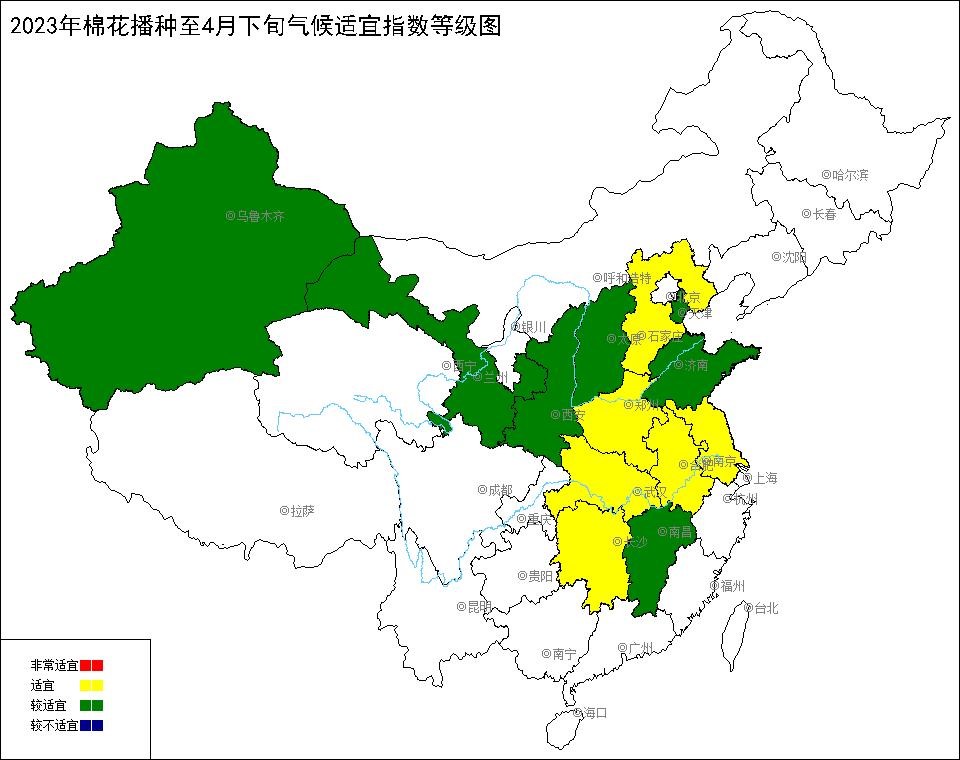 2023年棉花播种至4月下旬气候适宜指数.jpg