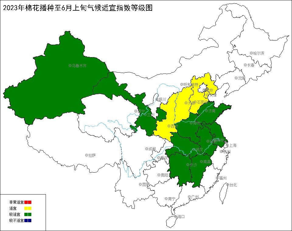 2023年棉花播种至6月上旬气候适宜指数.jpg