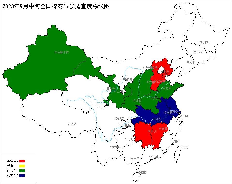 2023年9月中旬全国棉花气候适宜度.jpg
