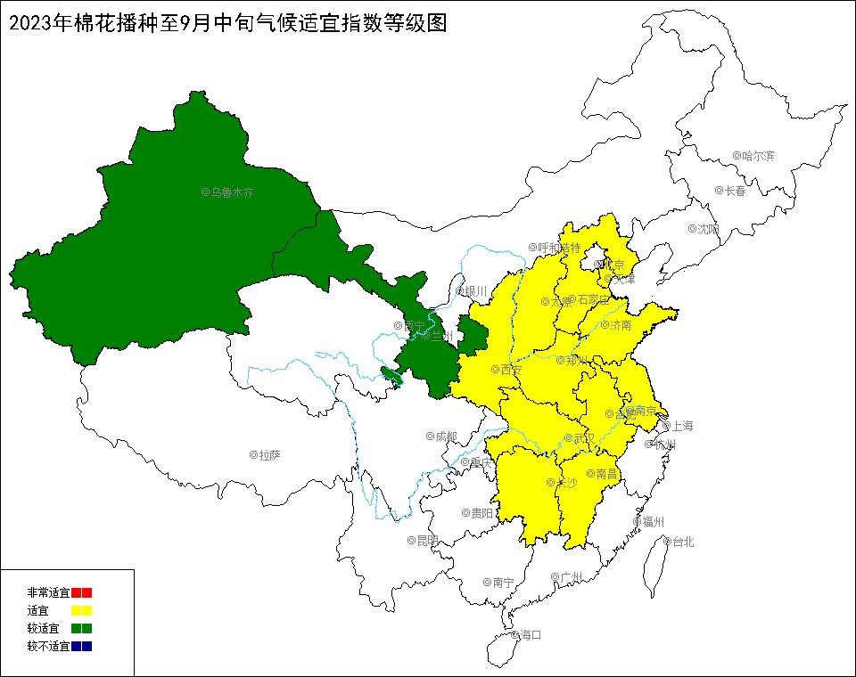2023年棉花播种至9月中旬气候适宜指数.jpg